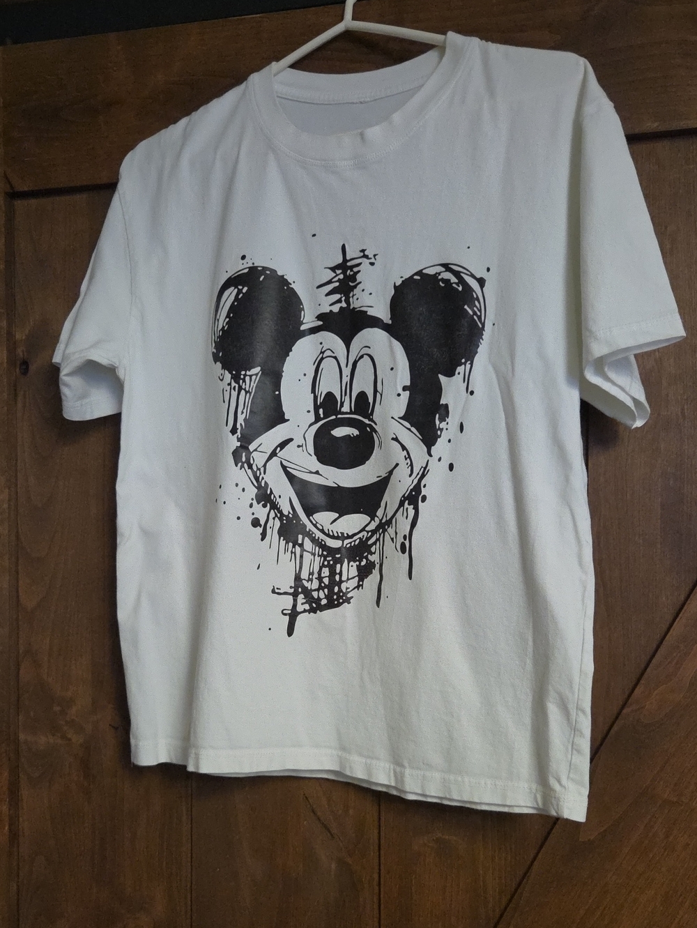 Kids White Graphic Tee with Black Cartoon Print